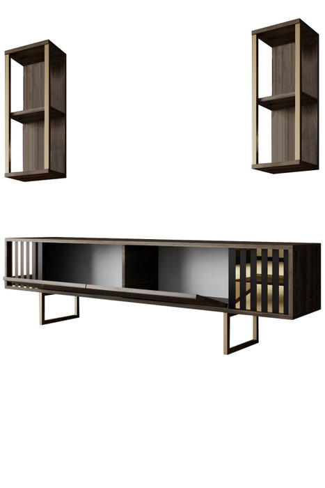 Hanah Home Mueble TV Nogal y Negro 180cm